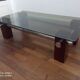 Table basse bois et chrome années 80