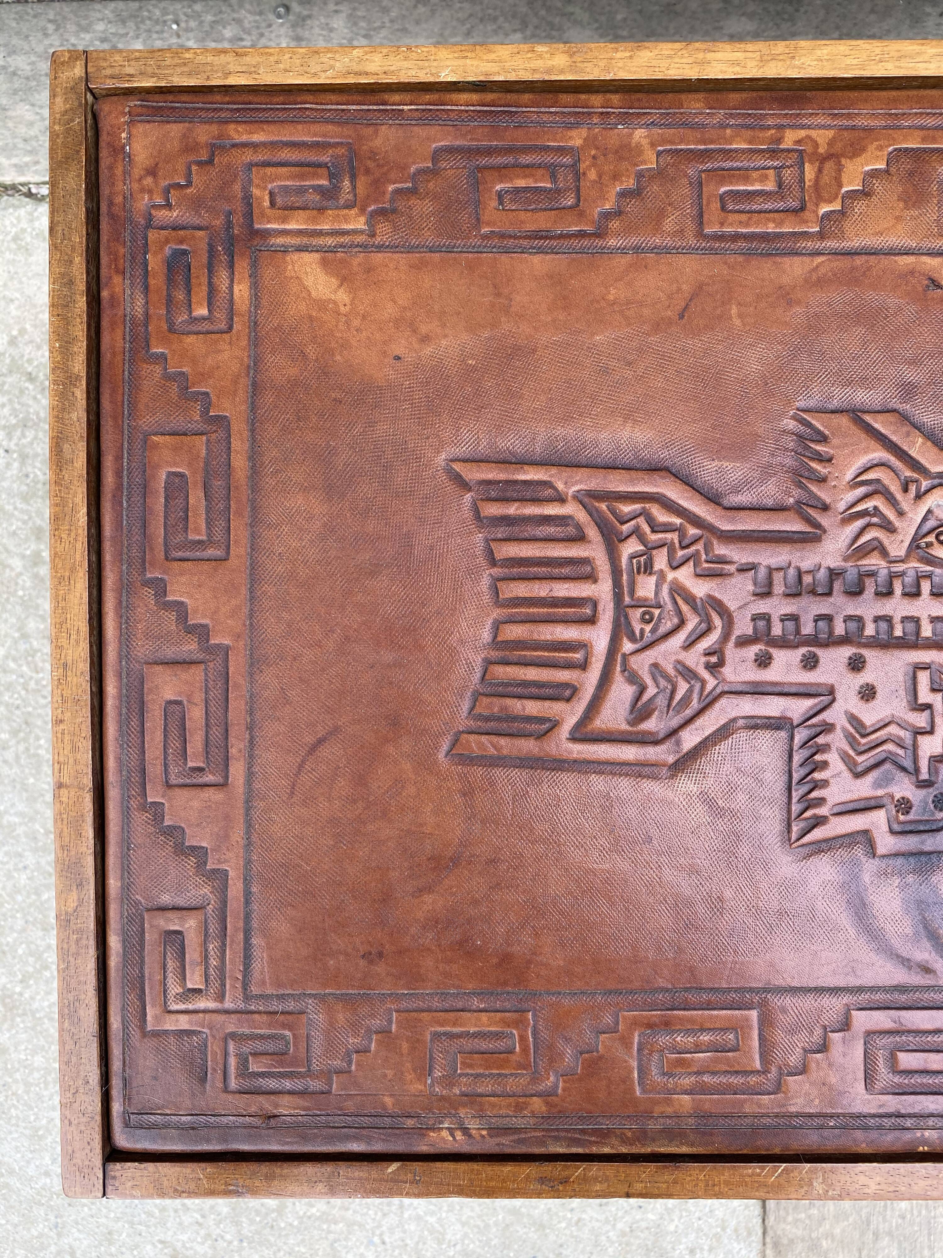 1960 Angel Pazmino leather bedside table
