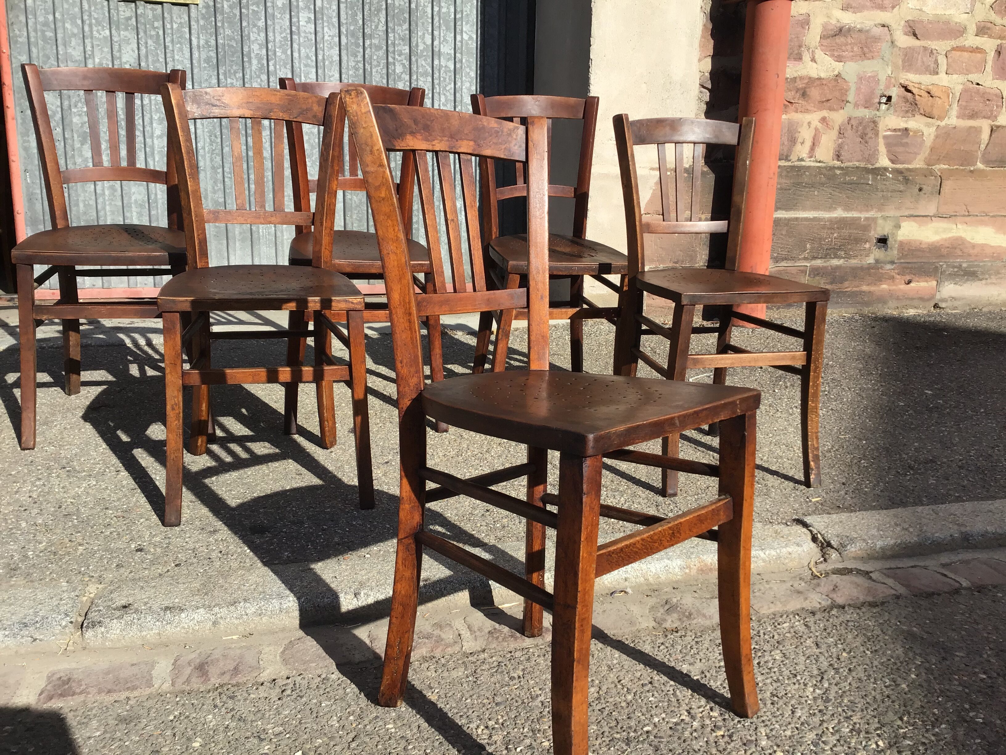 6 vintage bistro chairs 1950