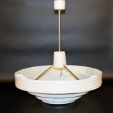 Saturn pendant light in satin white lacquered metal