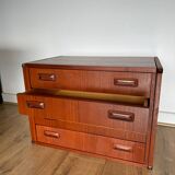 Caisson de rangement vintage en teck restauré, 4 tiroirs, années 60