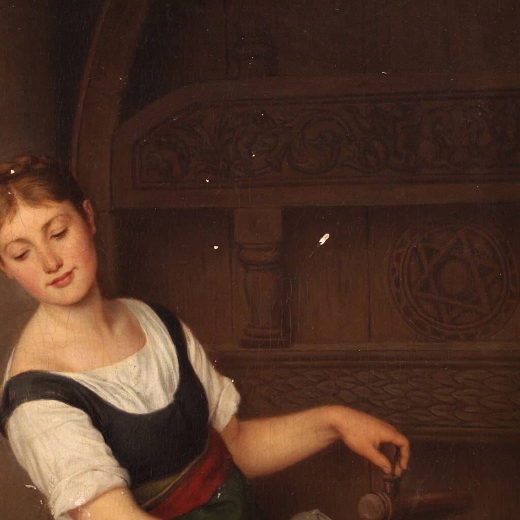 Painting signed G. Spangerberg and dated 1886, interior scene