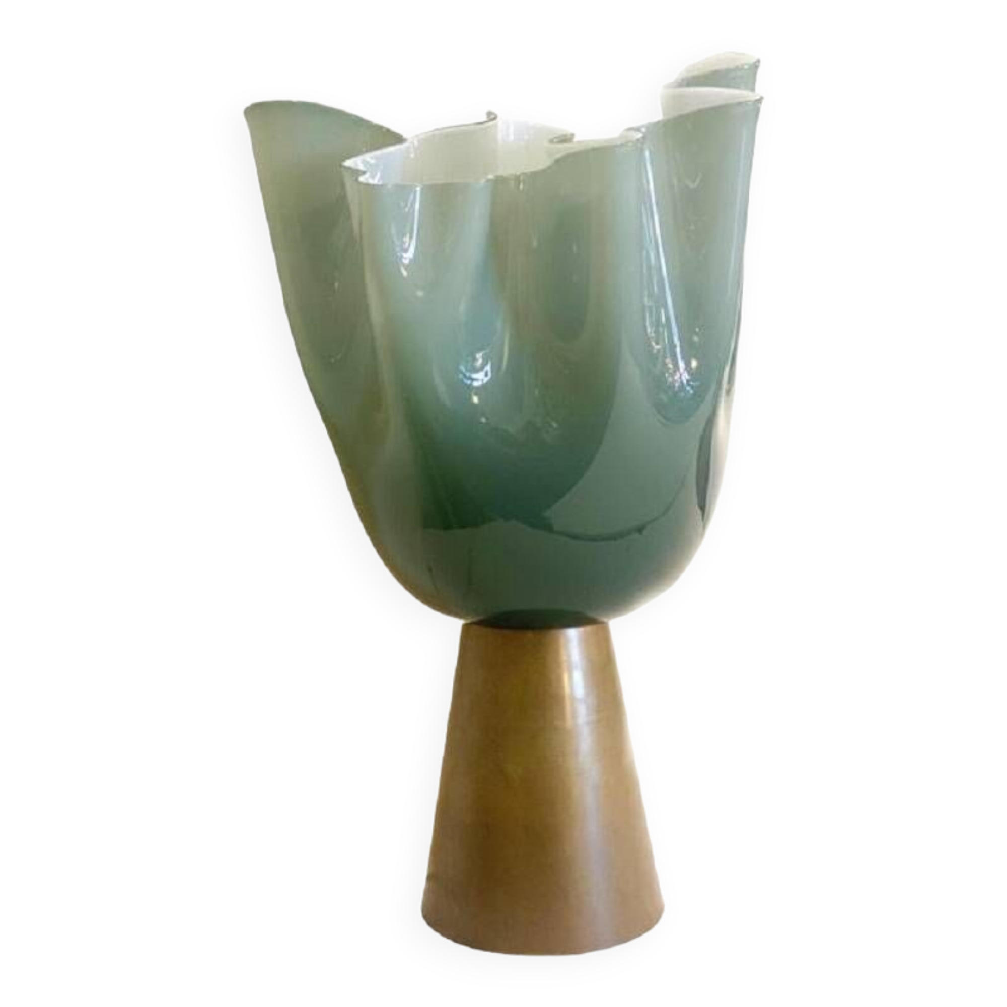Contemporary Milky-Green Murano Style Glass Table Lamp