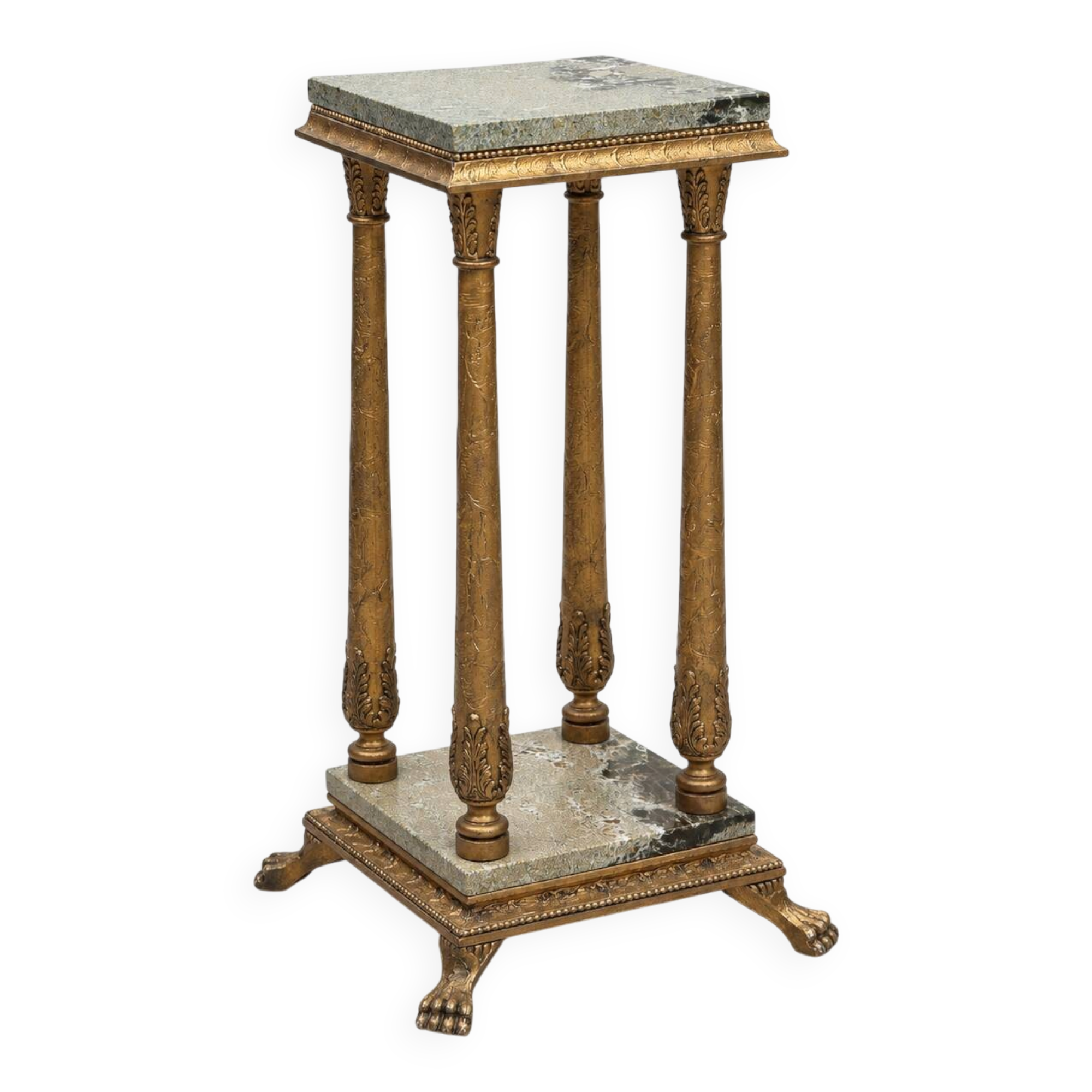 Decorative Pedestal with Marble Top and Lion Paw Feet  For sale: an elegant
