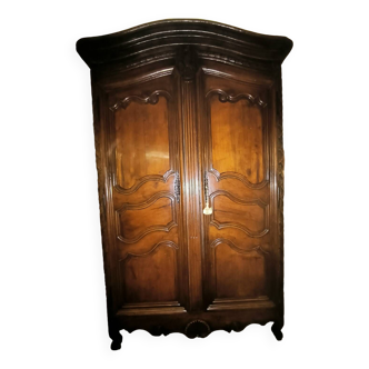 Louis XV period wardrobe in solid walnut