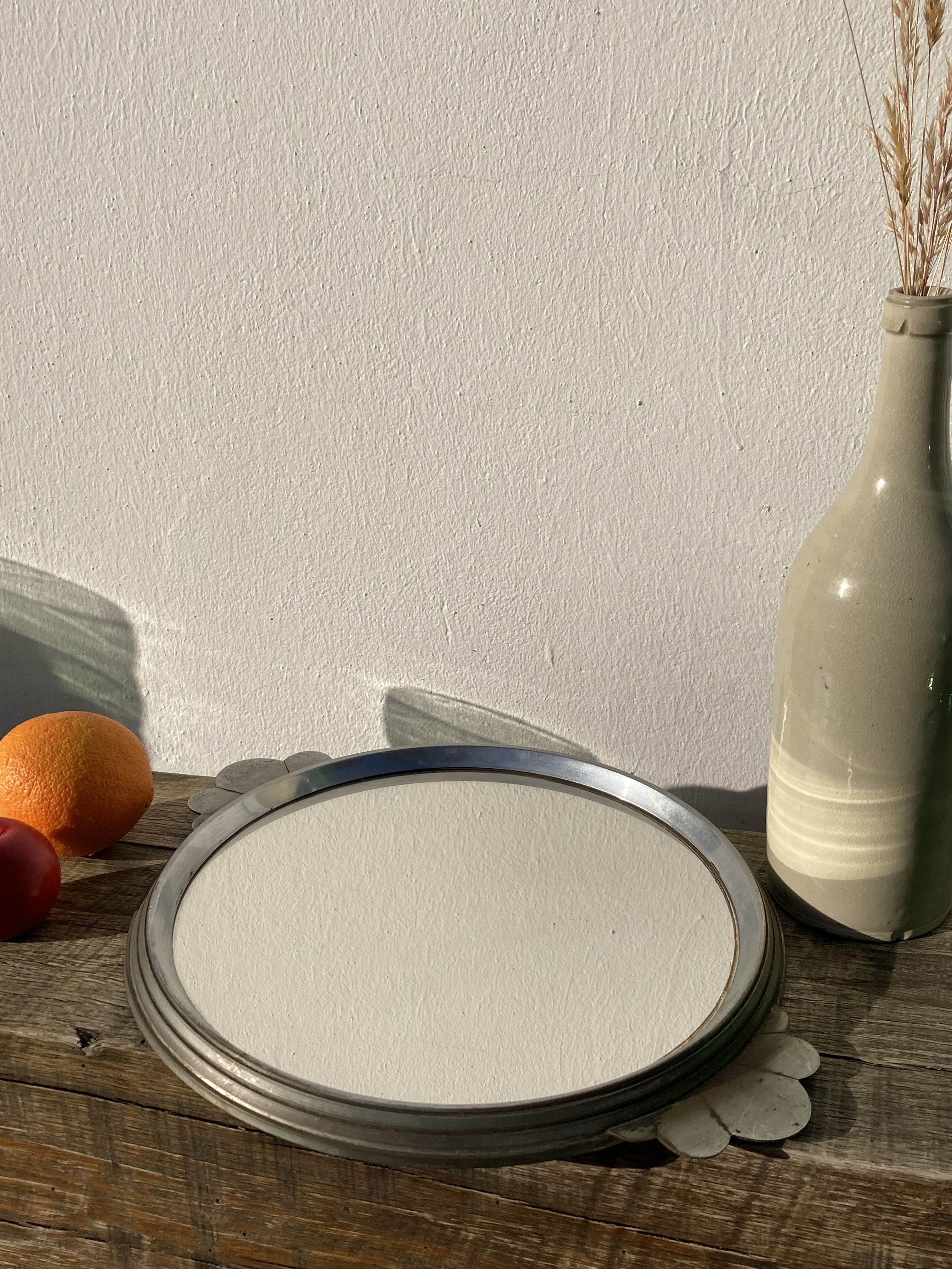 1930 vintage metal art deco mirror / or serving tray