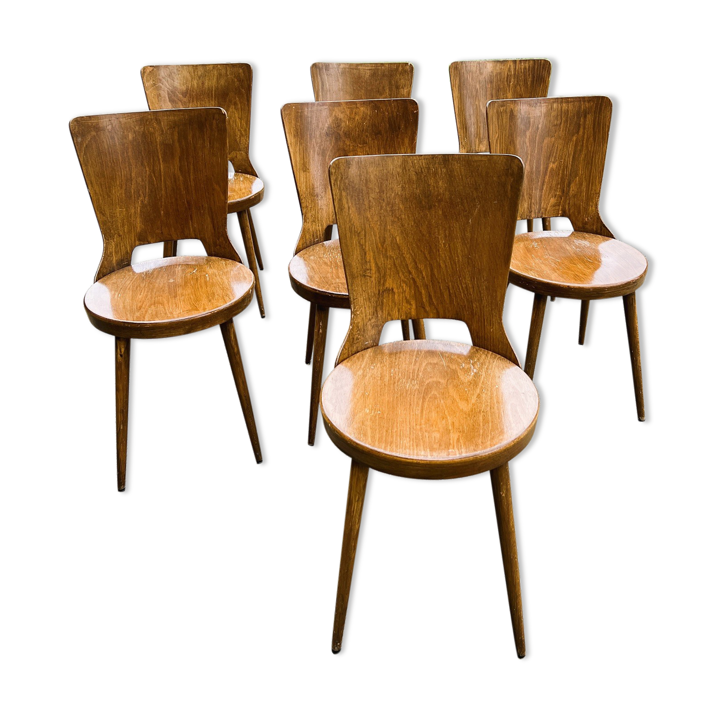 Set of 7 baumann bistro chairs model dove 50s