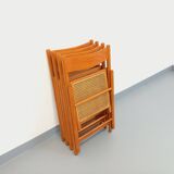 Set of 4 vintage folding chairs from Habitat made of beech wood and caning.