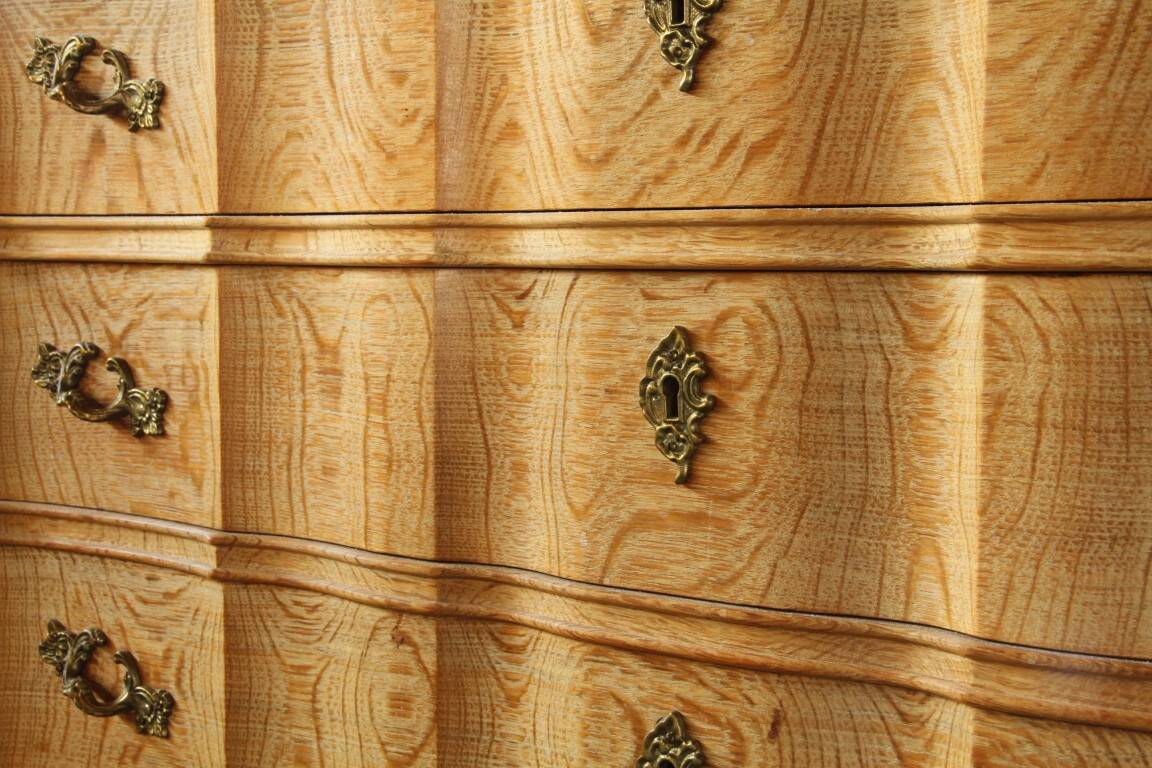 Vintage Mid-century Baroque Style Danish High Boy Brutalist Dresser 1960s