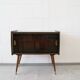 50s dresser, small sideboard wood brass