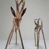 Four vintage brass antelope gazelles