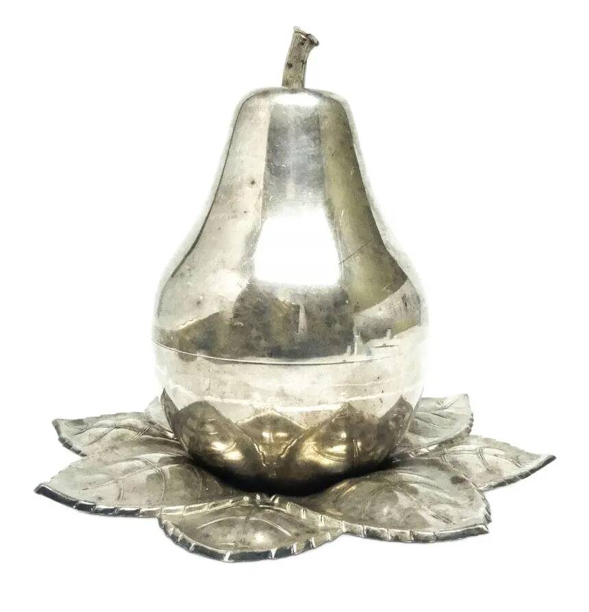 Art Deco sugar bowl, silver-plated brass, Poland, 1920s
