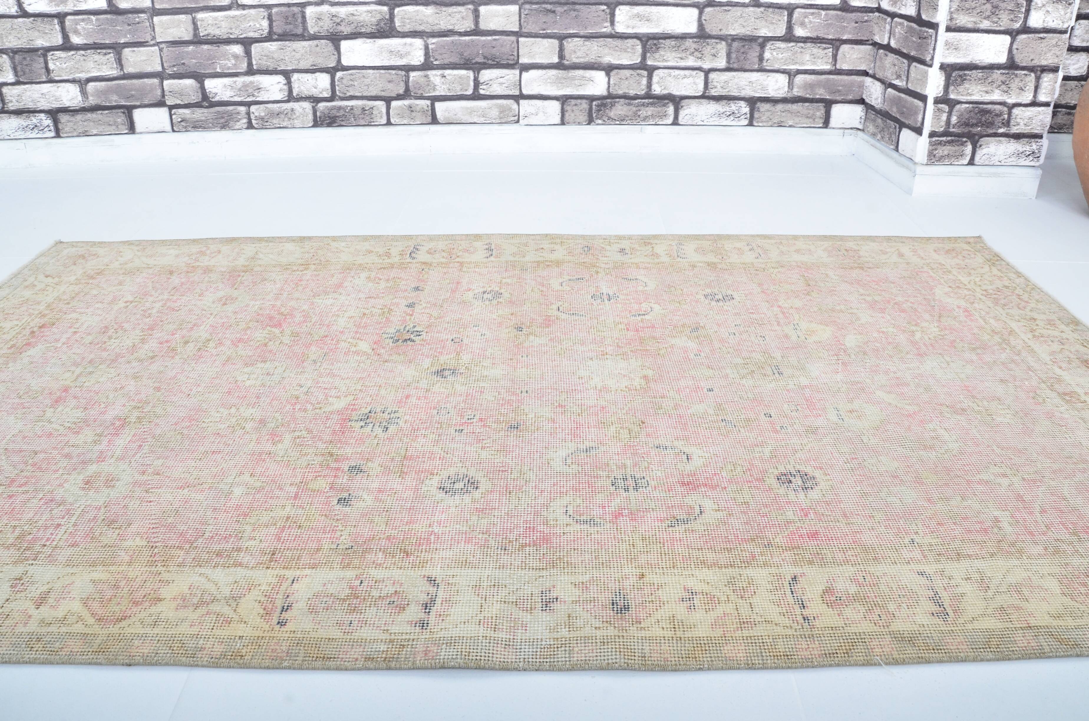 Tapis floral turc beige et rose sku 3221