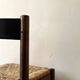 Lot of 4 modernist chairs in solid wood, leather and straw, Italy 1970.