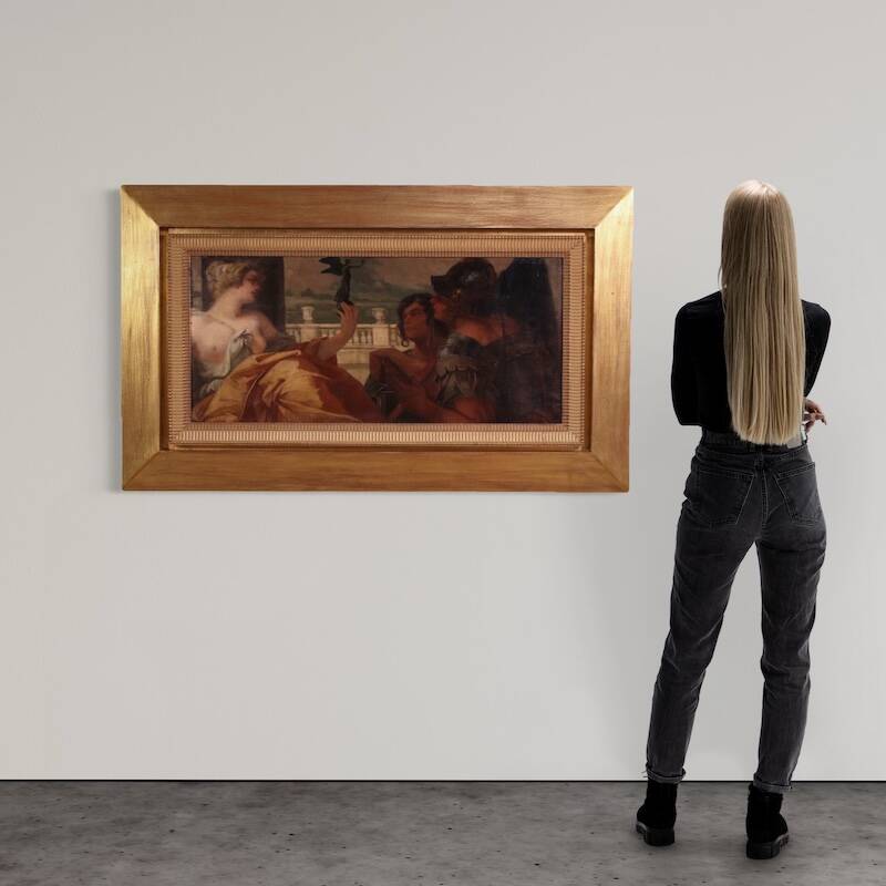 Painting signed Pompeo Massani, Allegory of Victory