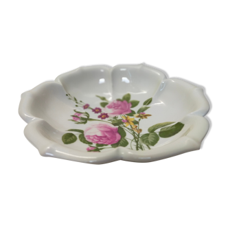 porcelain dish of Paris decorated with pink flowers, hollow plate or salad bowl