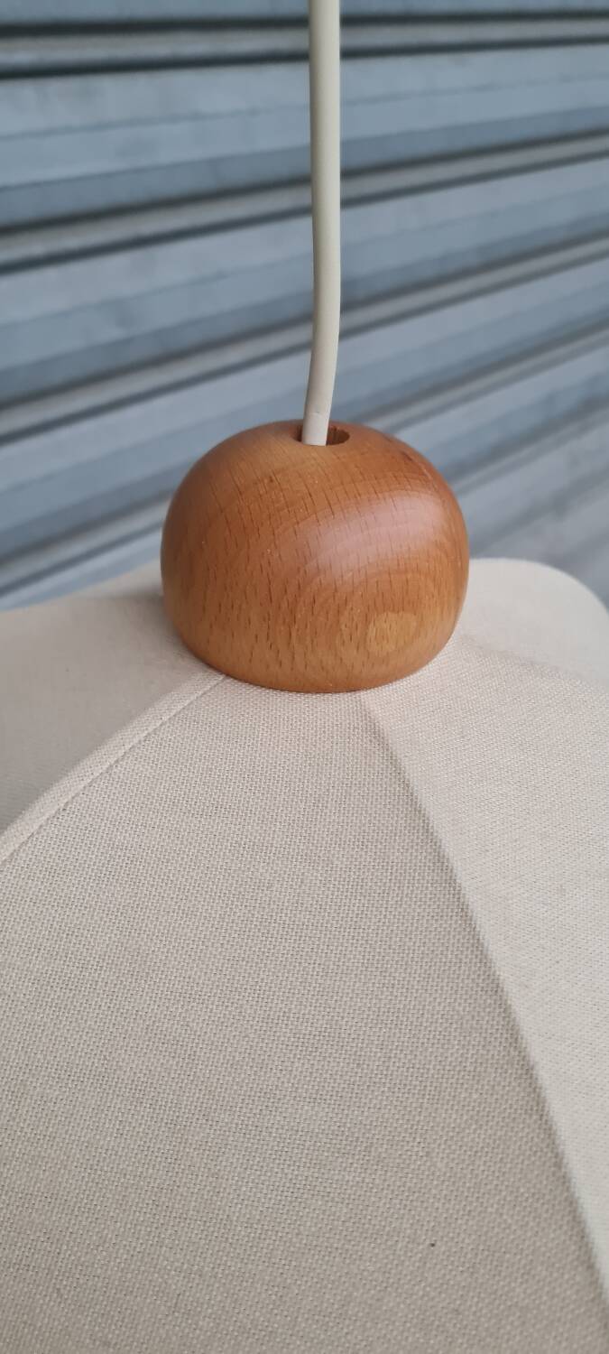 Cotton and wood pendant light