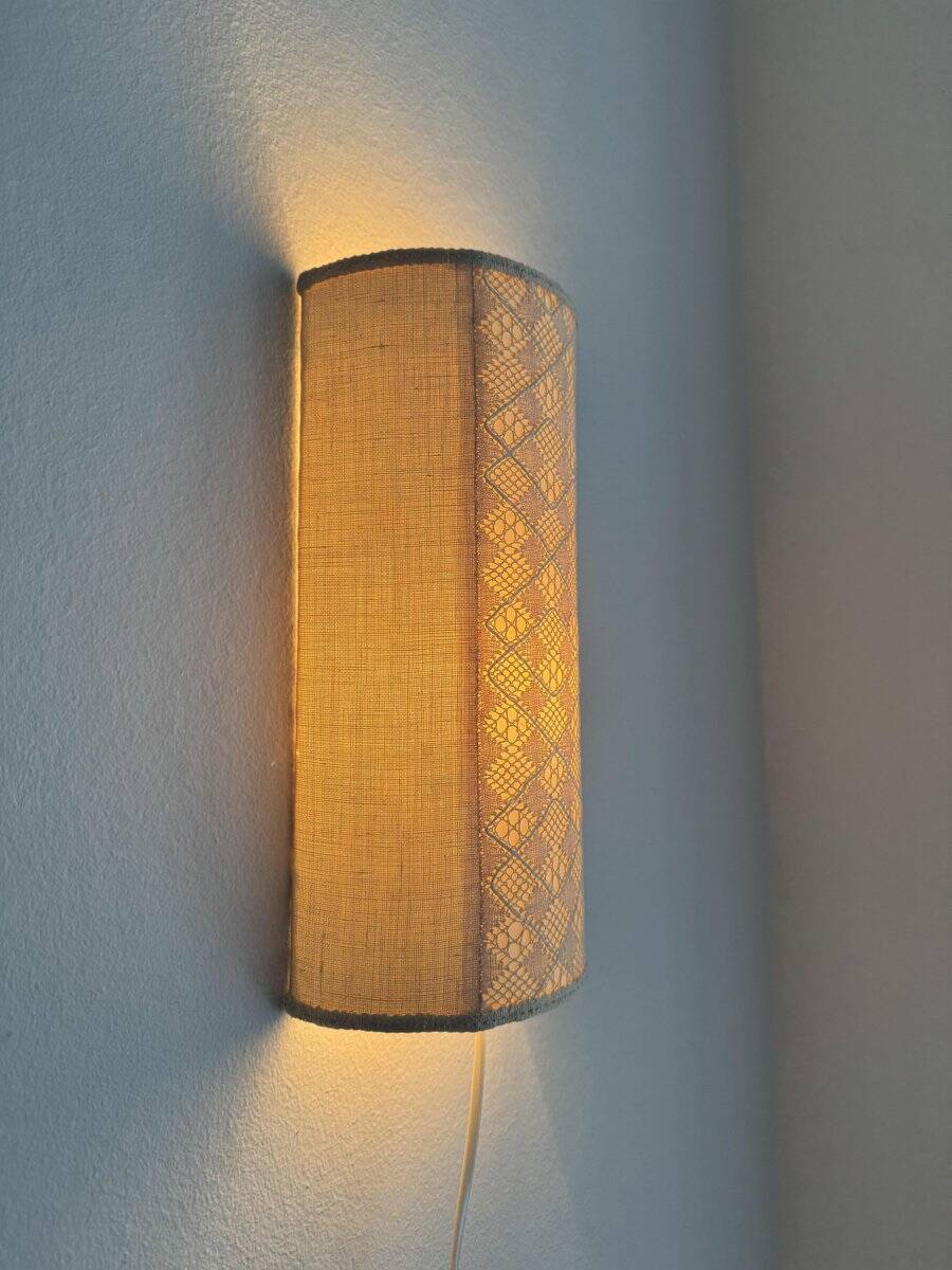 Vintage Swedish textile wall lamps, set of 2