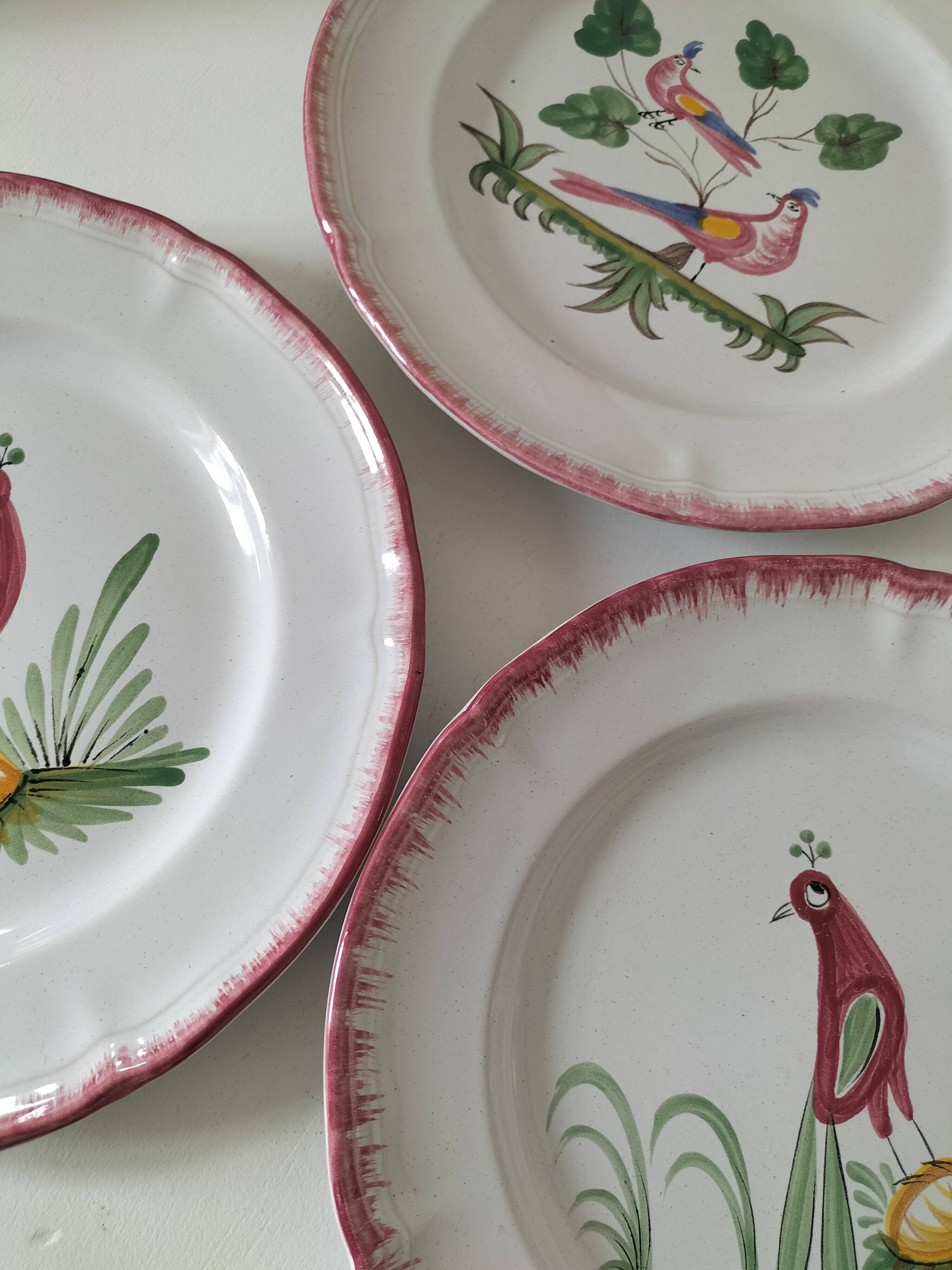 Set of 3 vintage Sainte-Radegonde earthenware plates