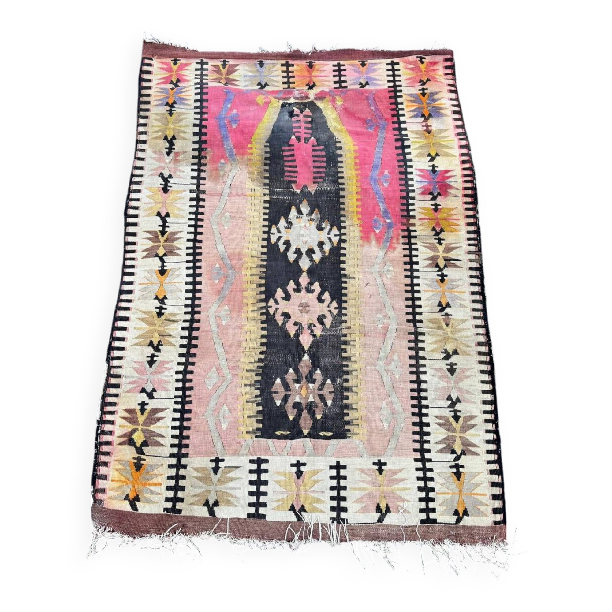 Ancien tapis kilim très patiné – 135 x 91 cm
