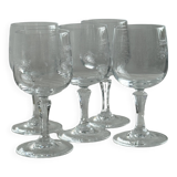 5 engraved crystal wine glasses, Matignon model.