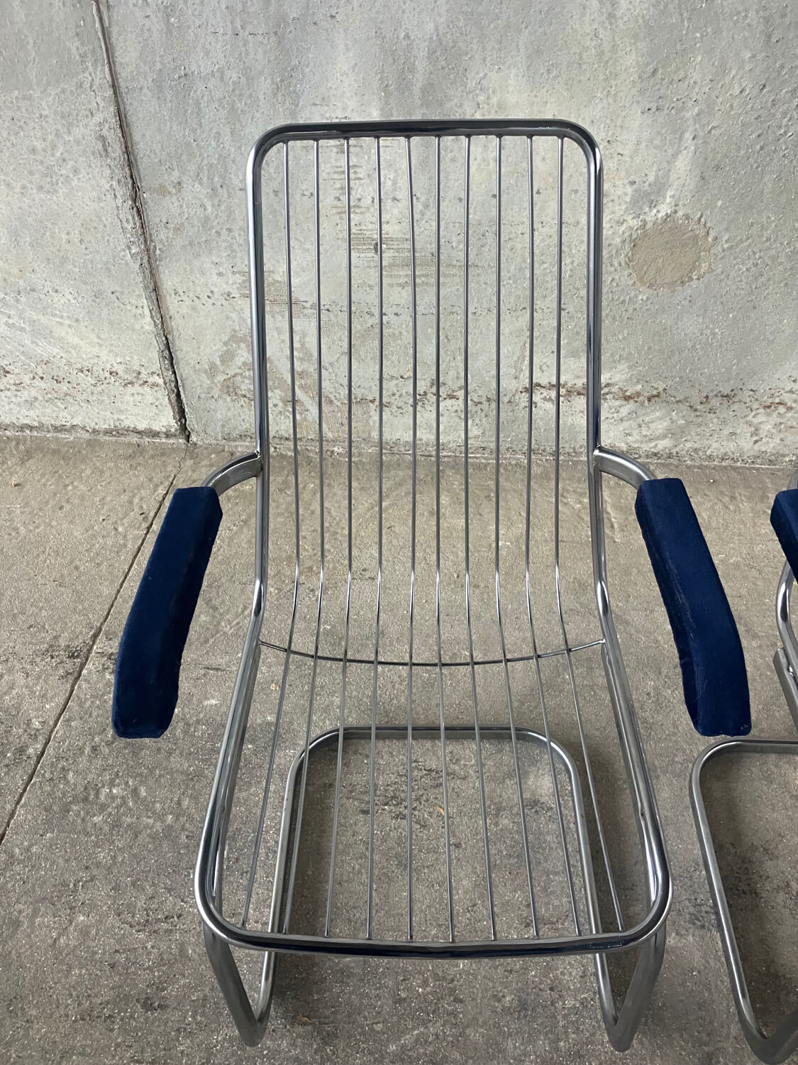 Pair of vintage chrome chairs from the 1970s