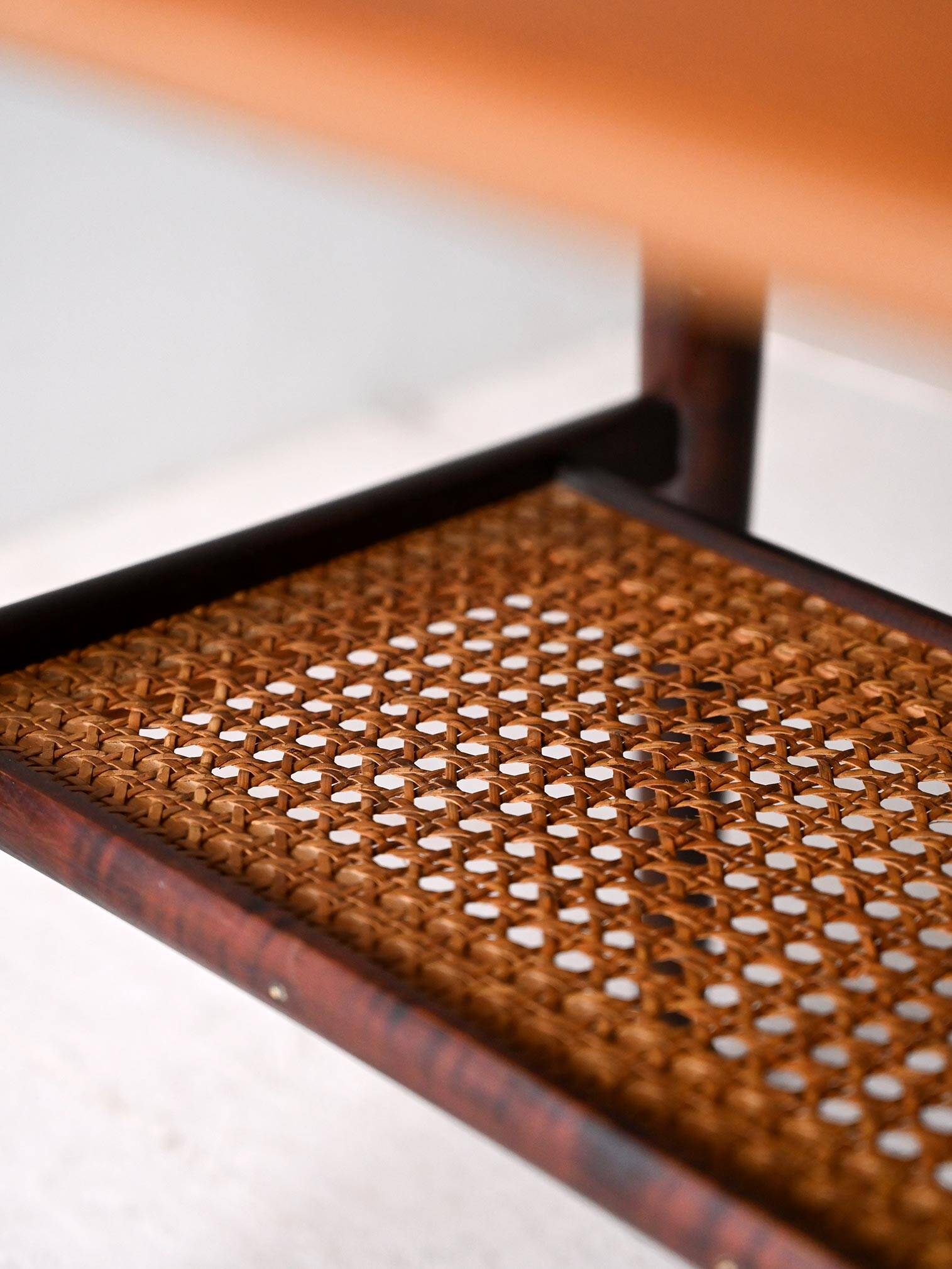 1960s Scandinavian coffee table with Vienna straw shelf