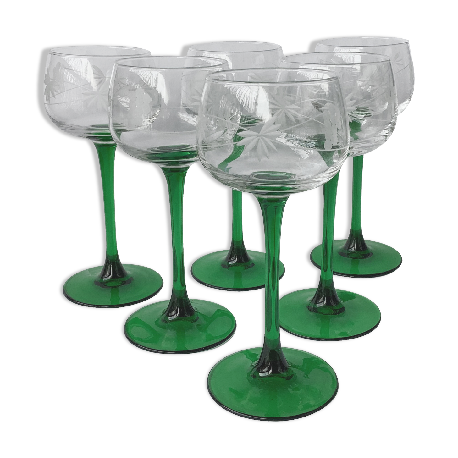 French Roemer Alsace glasses chiseled Luminarc