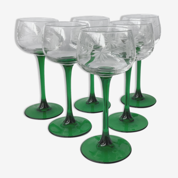 French Roemer Alsace glasses chiseled Luminarc