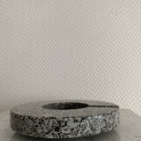 Vintage round marble ashtray speckled grey -black