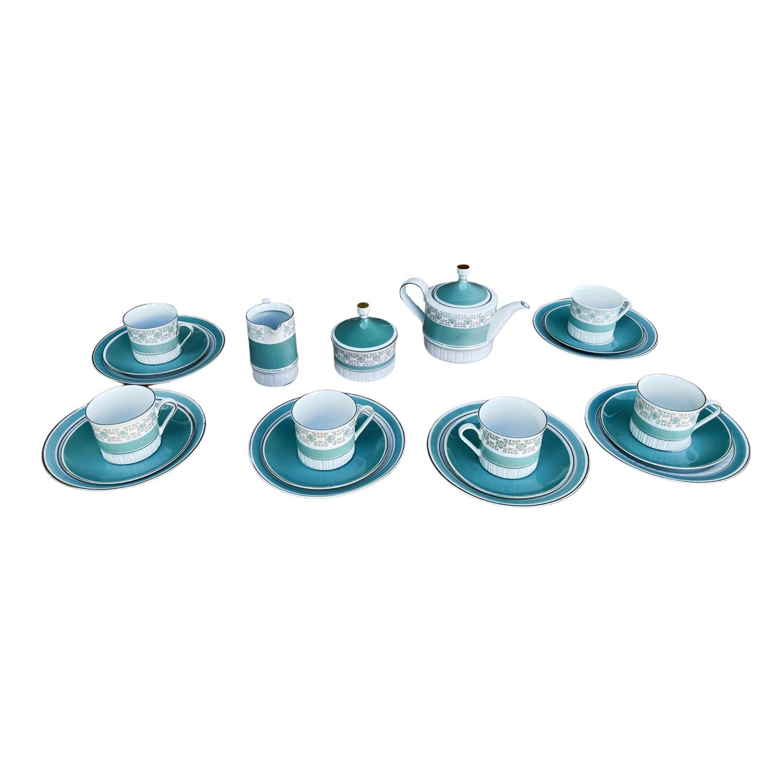 Turquoise porcelain service by Kahl, Germany, 1960s.