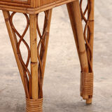 Bar ou vitrine vintage en bambou français des années 1960.