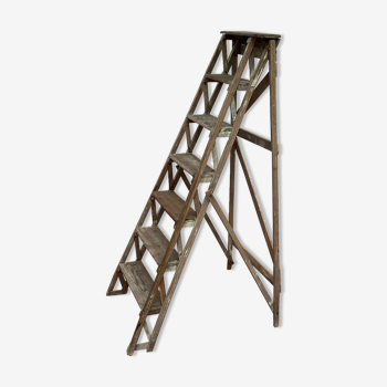 Wooden painter's stepladder in the middle of XX century foldable