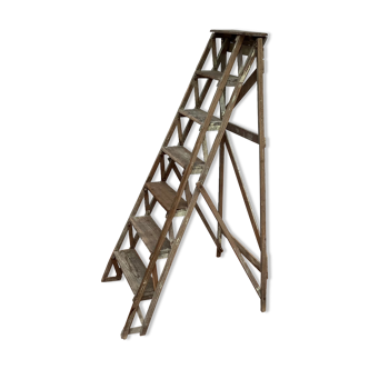 Wooden painter's stepladder in the middle of XX century foldable