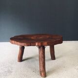 Handcrafted Teak Tree Trunk Tripod Coffee Table, 1960s