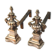 Pair of copper brass channel old fireplace accessory - Brocante Chic