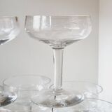 Set of 9 cut in blown and chiseled glass