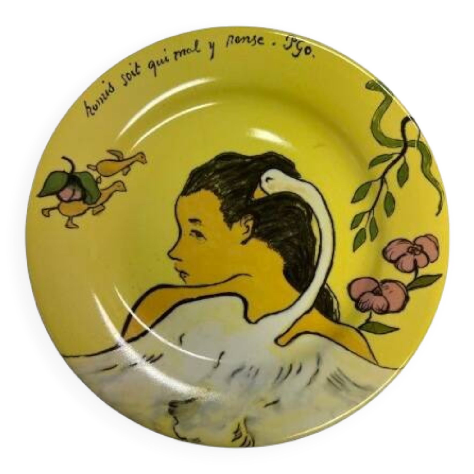 Assiette à dessert Gien, Léda 1889, musée Gauguin Tahiti