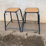 Paire de tabourets industriels