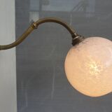 Brass wall lamp and cloudy glass Clichy art deco