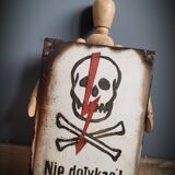 Skull 1 straight flash enamel plate