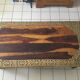 Large vintage Indian coffee table made of solid sheesham wood and brass.