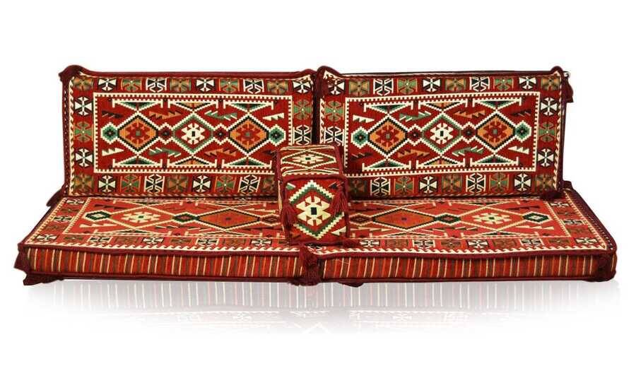 Anatolian Floor Couch, Red Floor Sofa, Arabic Majlis Seating,Oriental Sofa