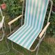 Paire de fauteuils de camping vintage rayés vert et blanc