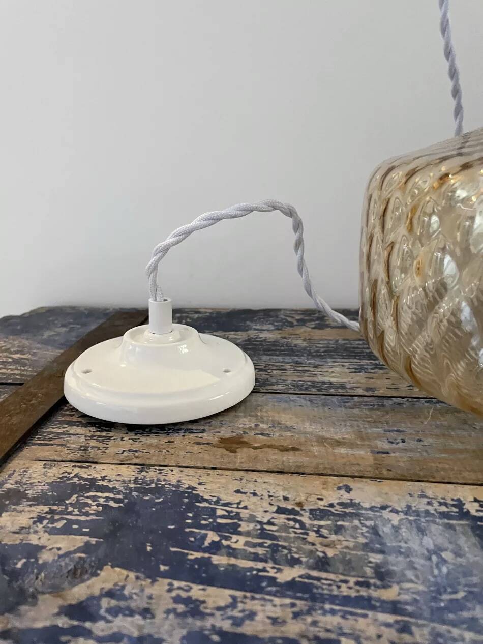 Gold-plated glass pendant light with diamonds