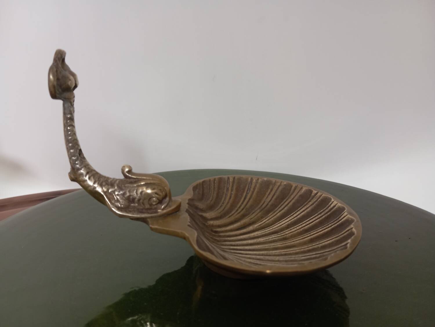 Brass shell wall soap dish, mid-20th century