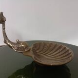Brass shell wall soap dish, mid-20th century