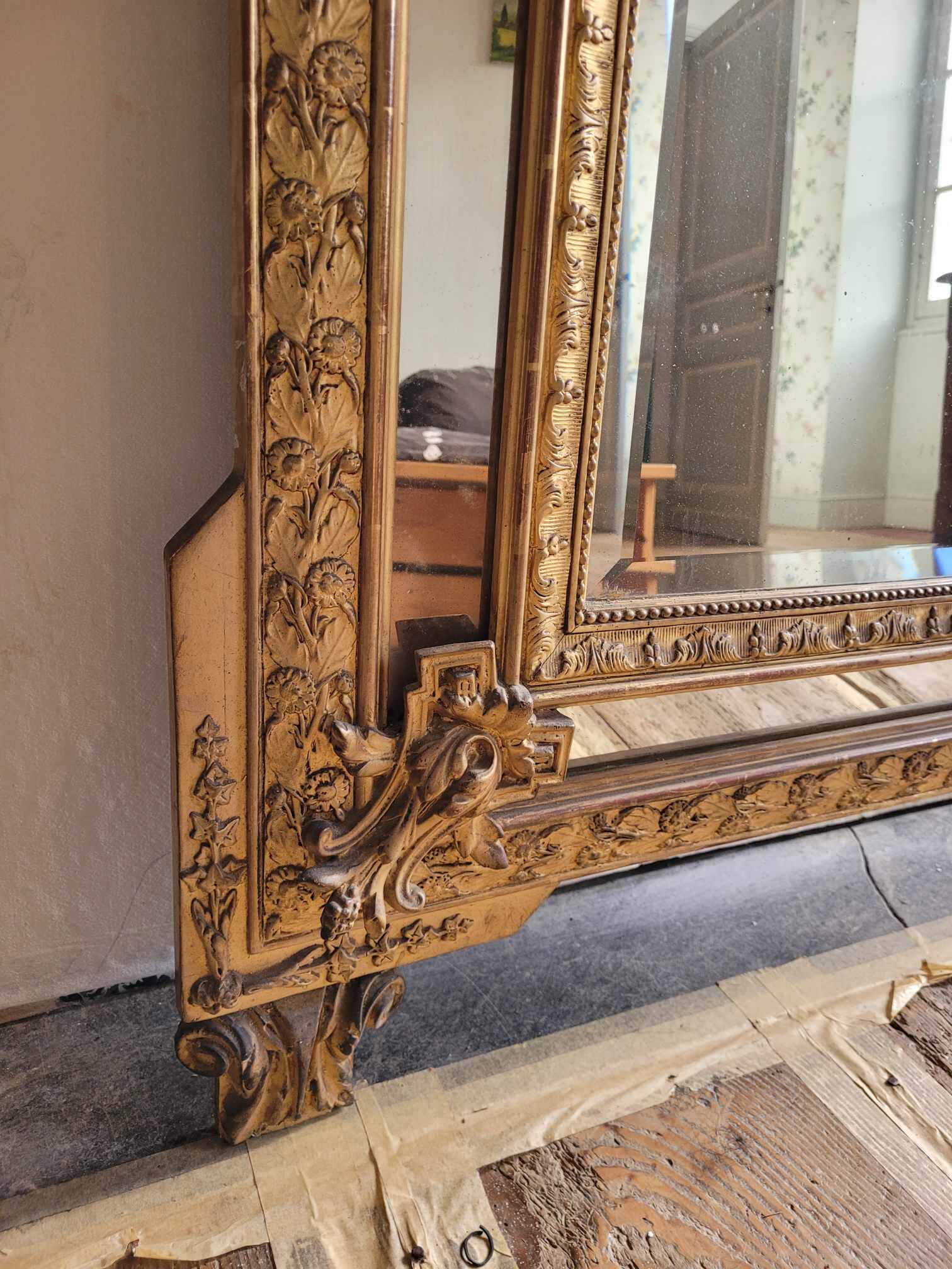 Antique mirror with glazing beads 165m/90cm