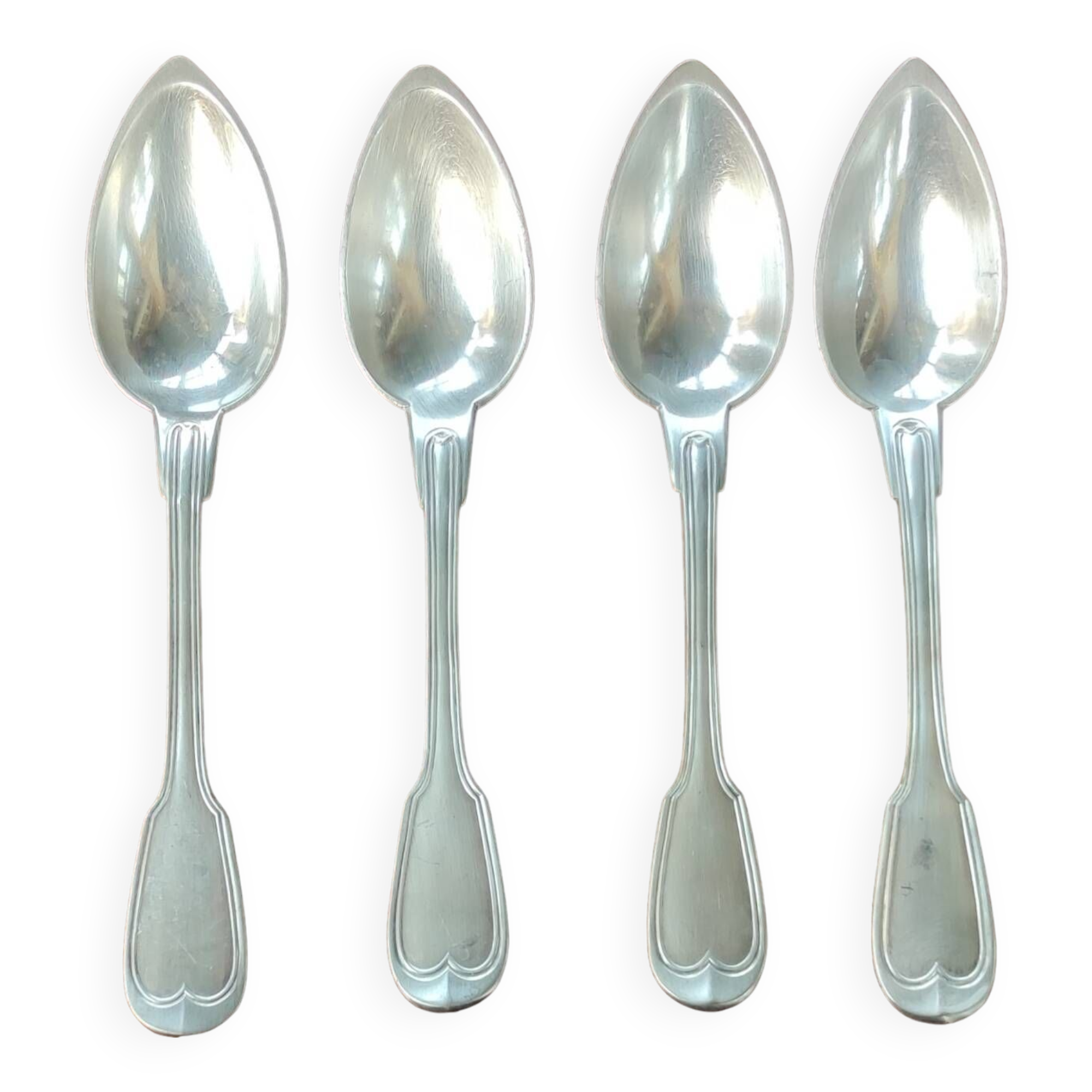 4 old large pointed spoons Christofle silver metal