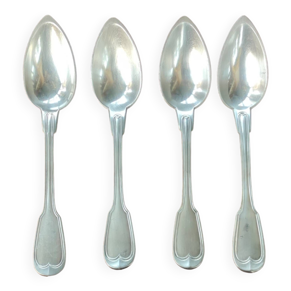 4 anciennes grandes cuillères pointues Christofle métal argenté